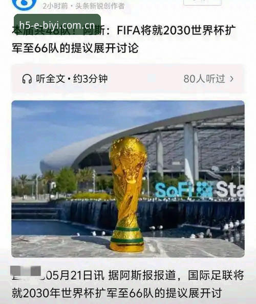 2030世界杯扩军66队计划详解：中国男足的绝佳机会与必一体育平台观赛体验分析